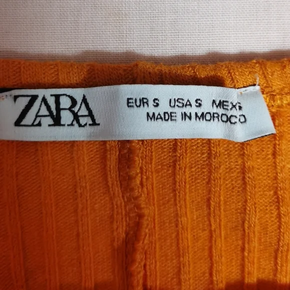 Zara Women's Orange Ribbed Knit Midi Sleeveless Dress S - Picture 3 of 4